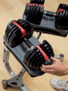 SelectTech 552 Adjustable Dumbbells, by BowFlex - Select weight by turning dial