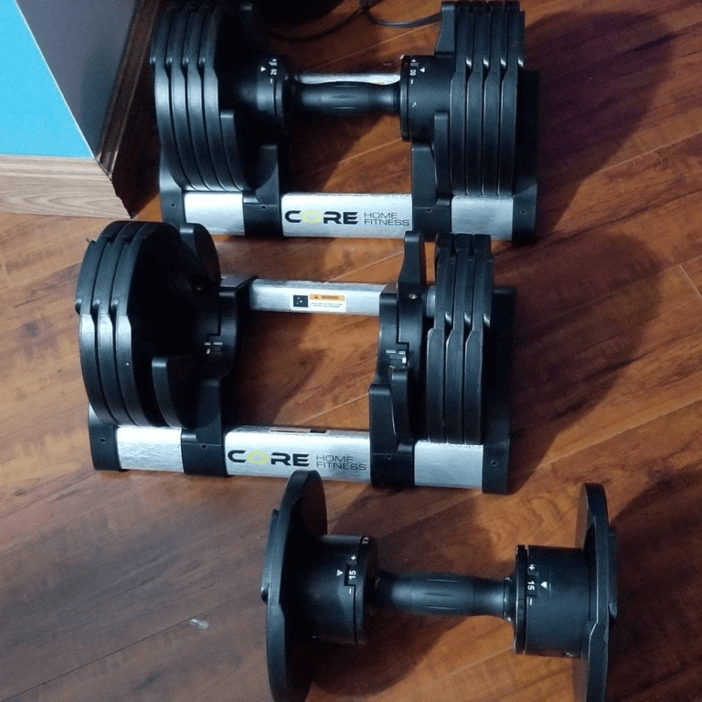 A set of Core Fitness dumbbells