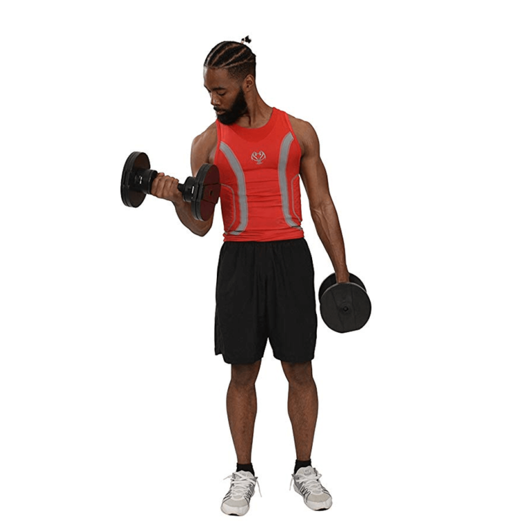 Biceps curl with Core Fitness adjustable dumbbells