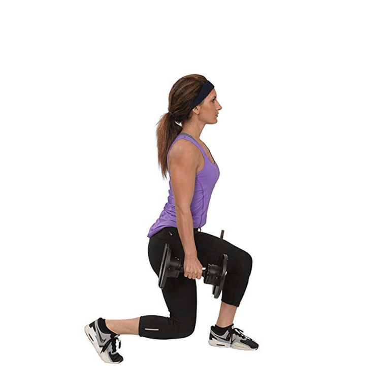 Lunges with Core Fitness adjustable dumbbells