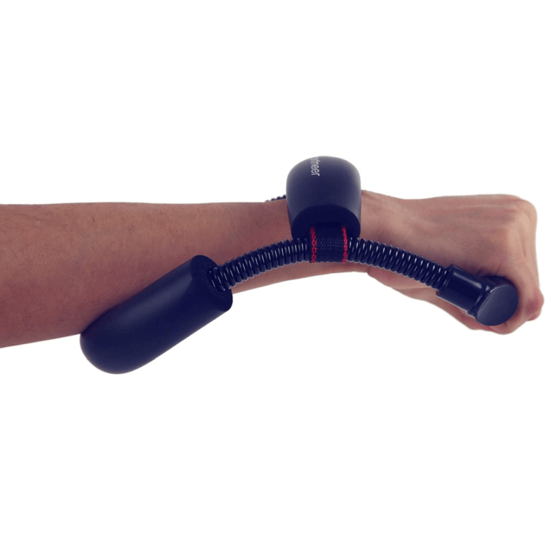 Exercising wrist curls with Sportneer Wrist Strengthener