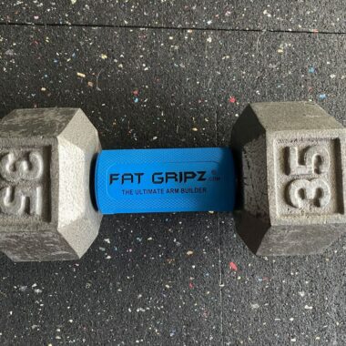 Fat Gripz Pro – attached to dumbbell handle