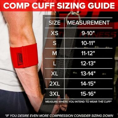 Serious Steel elbow heavy compression cuff sizing guide