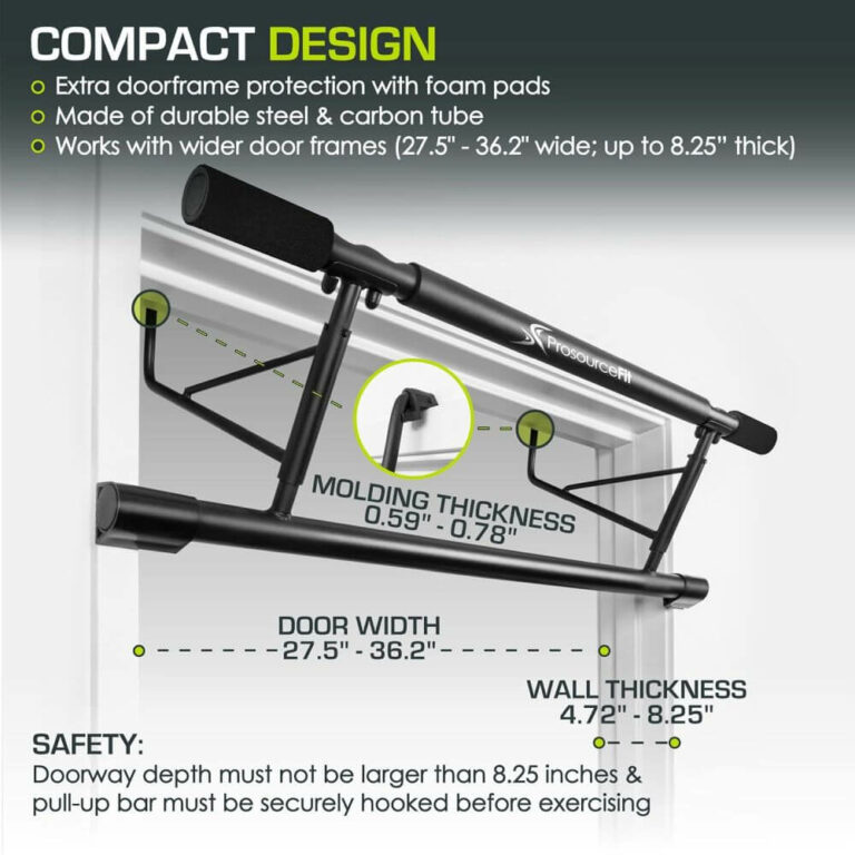 ProsourceFit foldable pull up bar with compact design fitting wider door frames up to 36 inch